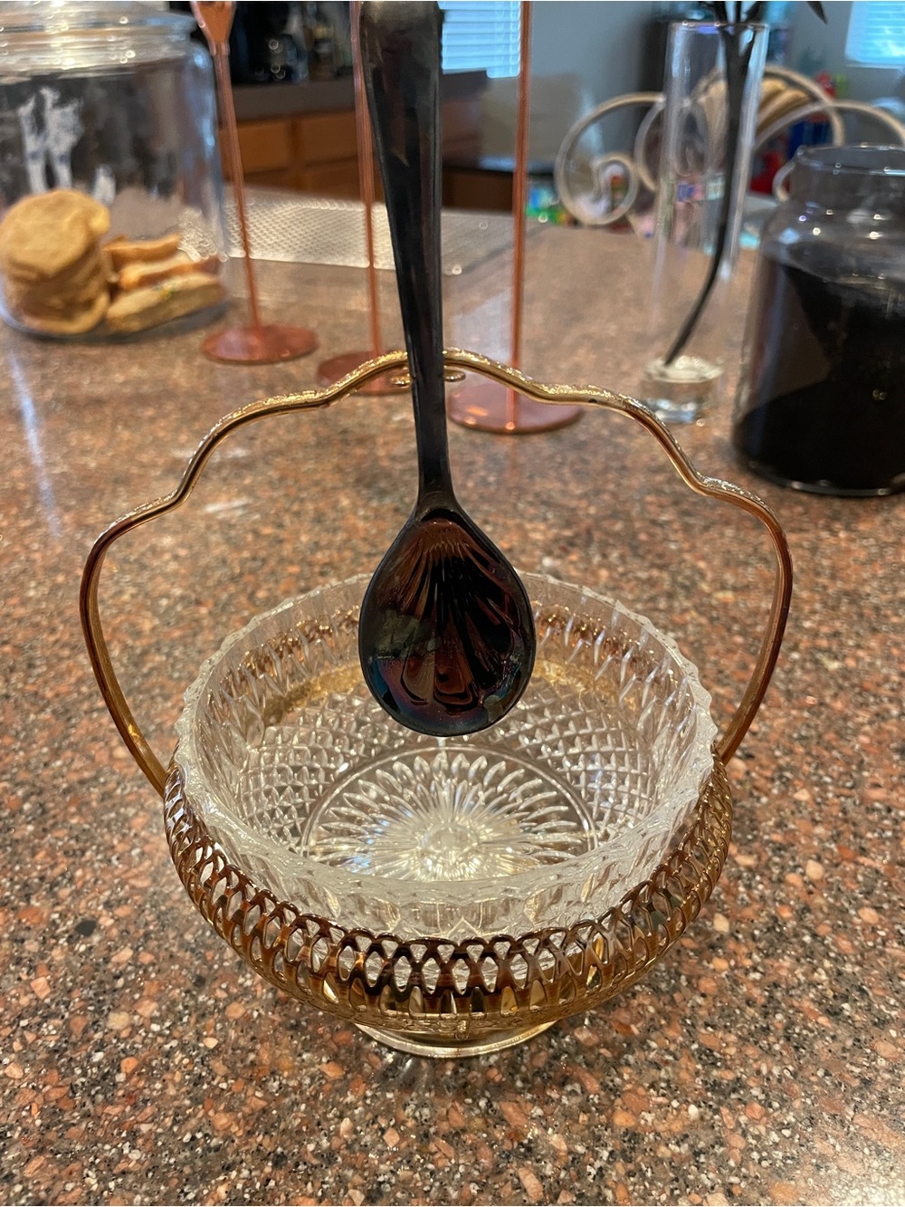 Italian Parmesan Cheese Crystal Bowl Spoon Set